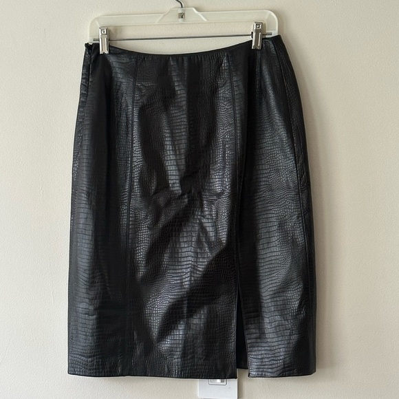 Linda Allard Ellen Tracy 100% Leather Pencil Skirt Size 8 NWT - Picture 1 of 11